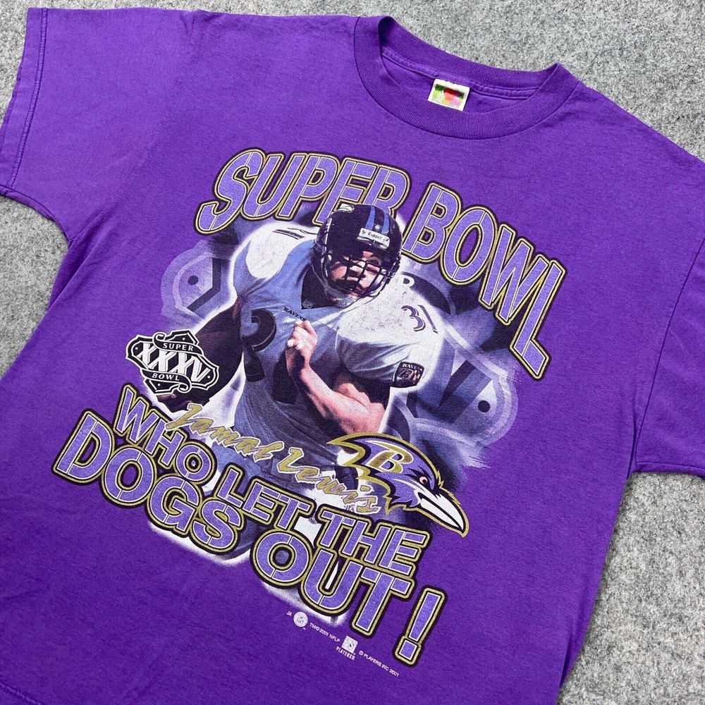 VTG Baltimore Ravens Shirt Mens Large Purple 2001 Super Bowl Tee‎ NFL Football
